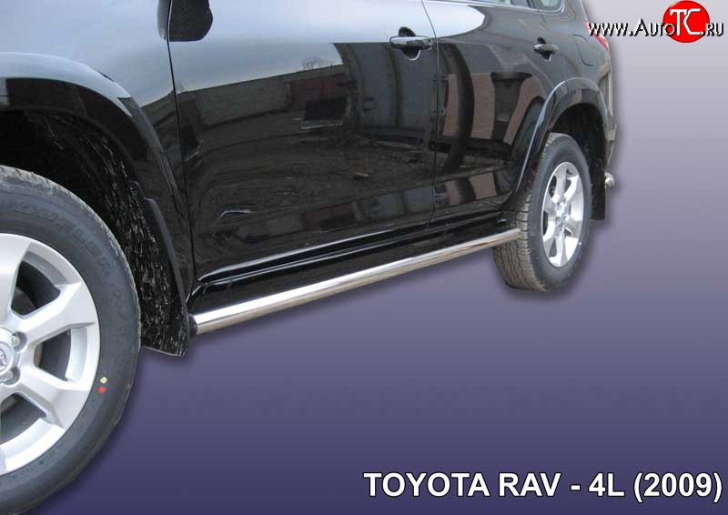 14 449 р. Защита порогов из круглой трубы диаметром 57 мм Slitkoff Toyota RAV4 XA30 5 дв. удлиненный 1-ый рестайлинг (2009-2010) (Цвет: нержавеющая полированная сталь)  с доставкой в г. Керчь