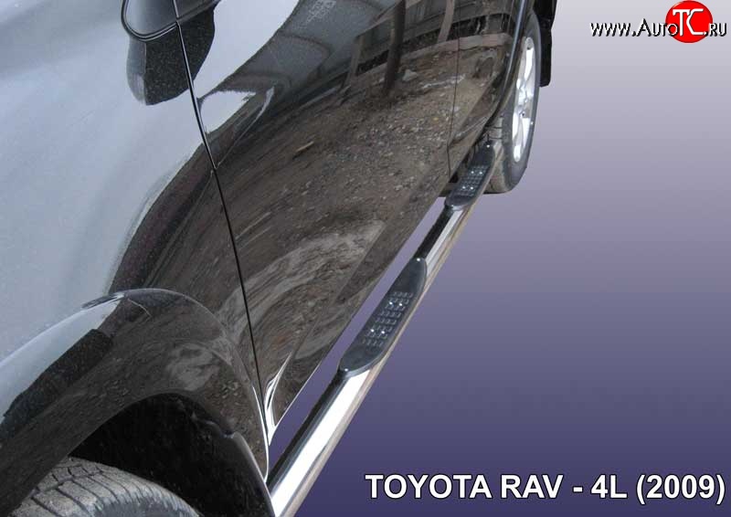 17 649 р. Защита порогов из трубы d76 мм с пластиковыми вставками для ног Slitkoff Toyota RAV4 XA30 5 дв. удлиненный 1-ый рестайлинг (2009-2010) (Цвет: нержавеющая полированная сталь)  с доставкой в г. Керчь