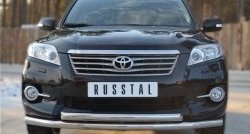Защита переднего бампера (2 трубыØ76 и 42 мм, нержавейка) SLITKOFF Toyota RAV4  XA30 (2010-2013) 5 дв. 2-ой рестайлинг