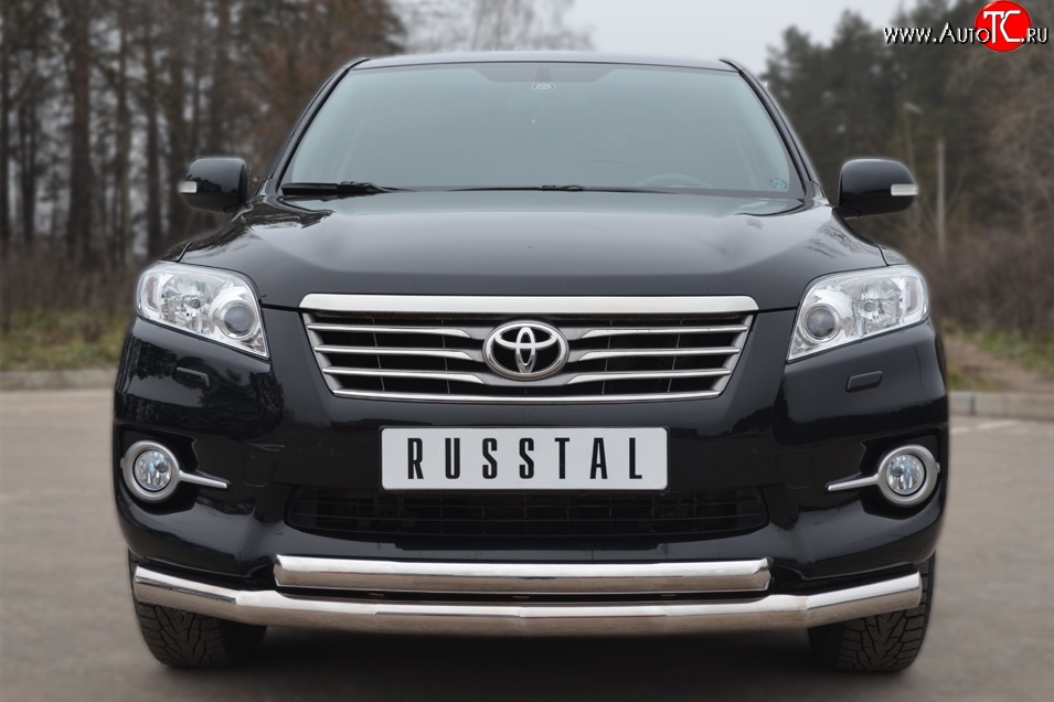 21 449 р. Защита переднего бампера (2 трубыØ76 и 63 мм, нержавейка) SLITKOFF  Toyota RAV4  XA30 (2010-2013) 5 дв. 2-ой рестайлинг  с доставкой в г. Керчь