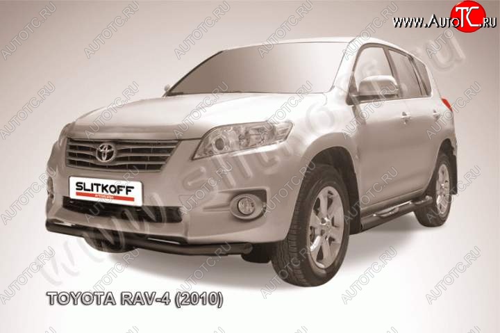 7 399 р. Защита переднего бампер Slitkoff Toyota RAV4 XA30 5 дв. 2-ой рестайлинг (2010-2013) (Цвет: серебристый)  с доставкой в г. Керчь