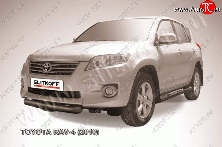 7 749 р. Защита переднего бампер Slitkoff Toyota RAV4 XA30 5 дв. 2-ой рестайлинг (2010-2013) (Цвет: серебристый)  с доставкой в г. Керчь