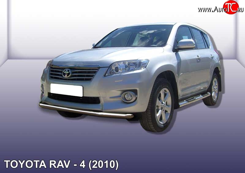 10 599 р. Одинарная защита переднего бампера из трубы диаметром 57 мм Slitkoff  Toyota RAV4  XA30 (2010-2013) 5 дв. 2-ой рестайлинг (Цвет: нержавеющая полированная сталь)  с доставкой в г. Керчь