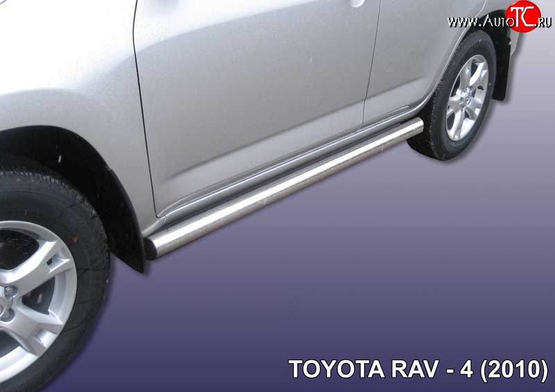 13 649 р. Защита порогов из круглой трубы диаметром 76 мм Slitkoff Toyota RAV4 XA30 5 дв. 2-ой рестайлинг (2010-2013) (Цвет: нержавеющая полированная сталь)  с доставкой в г. Керчь
