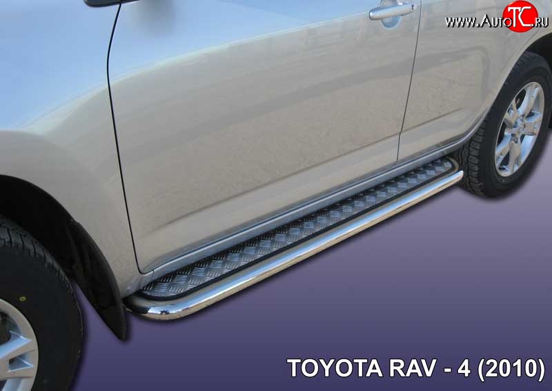 15 499 р. Широкая защита порогов с трубой диаметром 57 мм Slitkoff Toyota RAV4 XA30 5 дв. 2-ой рестайлинг (2010-2013) (Нержавеющая полированная сталь)  с доставкой в г. Керчь