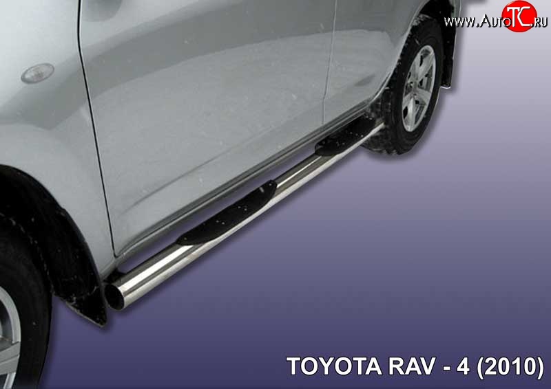15 699 р. Защита порогов из трубы d76 мм с пластиковыми вставками для ног Slitkoff Toyota RAV4 XA30 5 дв. 2-ой рестайлинг (2010-2013) (Цвет: нержавеющая полированная сталь)  с доставкой в г. Керчь