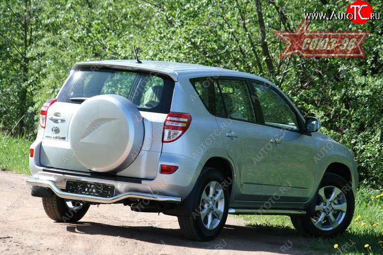 1 043 р. Фигурная защита заднего бампера диаметром 60 мм на стандарт Souz-96 Toyota RAV4 XA30 5 дв. 2-ой рестайлинг (2010-2013)  с доставкой в г. Керчь