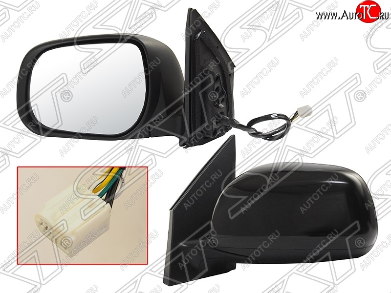 5 449 р. Боковое левое зеркало заднего вида (регулировка складное/обогрев) SAT  Toyota RAV4 ( XA305,  XA30) (2005-2013) 5 дв. дорестайлинг, 5 дв. 1-ый рестайлинг, 5 дв. 2-ой рестайлинг (Неокрашенное)  с доставкой в г. Керчь