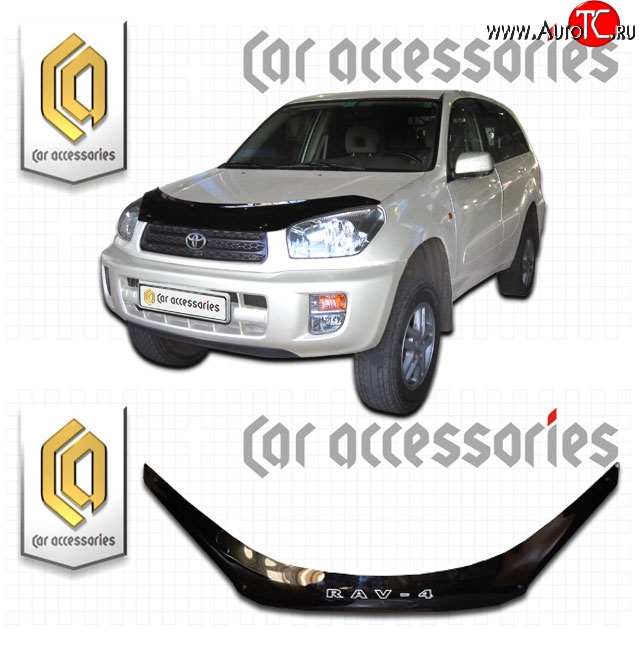 2 199 р. Дефлектор капота CA-Plastic  Toyota RAV4  CA20 (2000-2005) 5 дв. дорестайлинг, 5 дв. рестайлинг (Classic черный, Без надписи)  с доставкой в г. Керчь