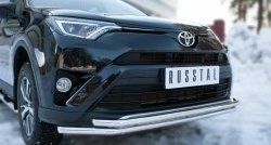 17 549 р. Защита переднего бампера (2 трубыØ42 мм, нержавейка) SLITKOFF Toyota RAV4 XA40 5 дв. рестайлинг (2015-2019)  с доставкой в г. Керчь. Увеличить фотографию 2