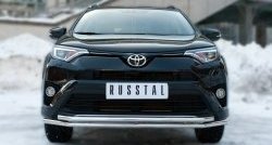 Защита переднего бампера (2 трубыØ42 мм, нержавейка) SLITKOFF Toyota RAV4  XA40 (2015-2019) 5 дв. рестайлинг