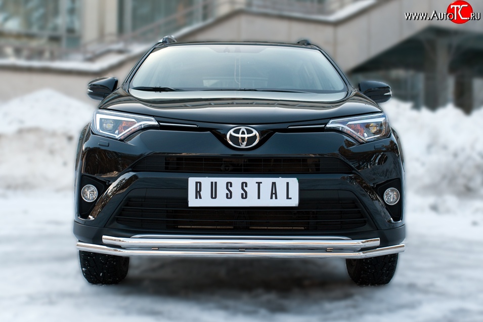 17 549 р. Защита переднего бампера (2 трубыØ42 мм, нержавейка) SLITKOFF Toyota RAV4 XA40 5 дв. рестайлинг (2015-2019)  с доставкой в г. Керчь