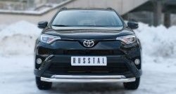 Защита переднего бампера (2 трубыØ63 и 42 мм, нержавейка) SLITKOFF Toyota RAV4  XA40 (2015-2019) 5 дв. рестайлинг
