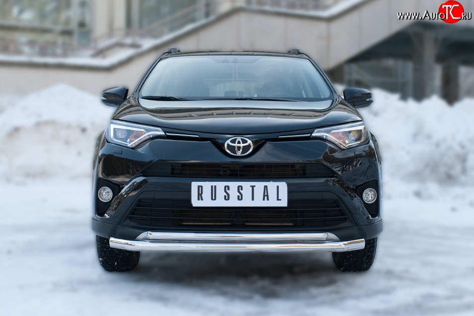 19 549 р. Защита переднего бампера (2 трубыØ63 и 42 мм, нержавейка) SLITKOFF Toyota RAV4 XA40 5 дв. рестайлинг (2015-2019)  с доставкой в г. Керчь