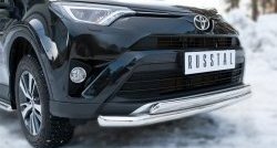 15 449 р. Защита переднего бампера (2 трубыØ75х42 и 63 мм, нержавейка) Russtal Toyota RAV4 XA40 5 дв. рестайлинг (2015-2019)  с доставкой в г. Керчь. Увеличить фотографию 2
