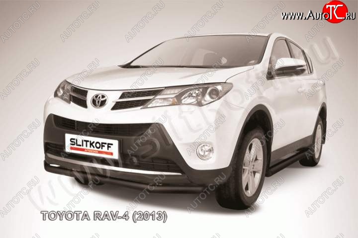 7 499 р. Защита переднего бампер Slitkoff  Toyota RAV4  XA40 (2012-2015) 5 дв. дорестайлинг (Цвет: серебристый)  с доставкой в г. Керчь