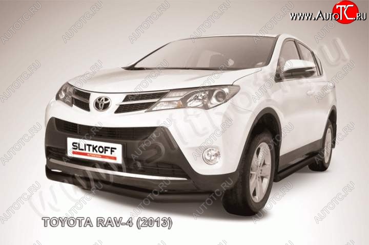 8 599 р. Защита переднего бампер Slitkoff  Toyota RAV4  XA40 (2012-2015) 5 дв. дорестайлинг (Цвет: серебристый)  с доставкой в г. Керчь