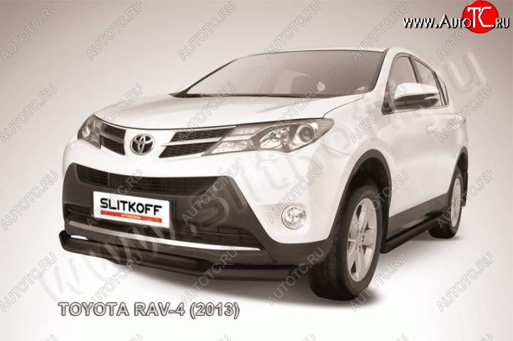 10 249 р. Защита переднего бампер Slitkoff  Toyota RAV4  XA40 (2012-2015) 5 дв. дорестайлинг (Цвет: серебристый)  с доставкой в г. Керчь