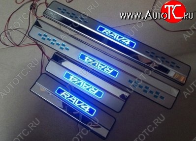 3 149 р. Накладки на порожки автомобиля с подсветкой CT v3 Toyota RAV4 XA40 5 дв. дорестайлинг (2012-2015)  с доставкой в г. Керчь