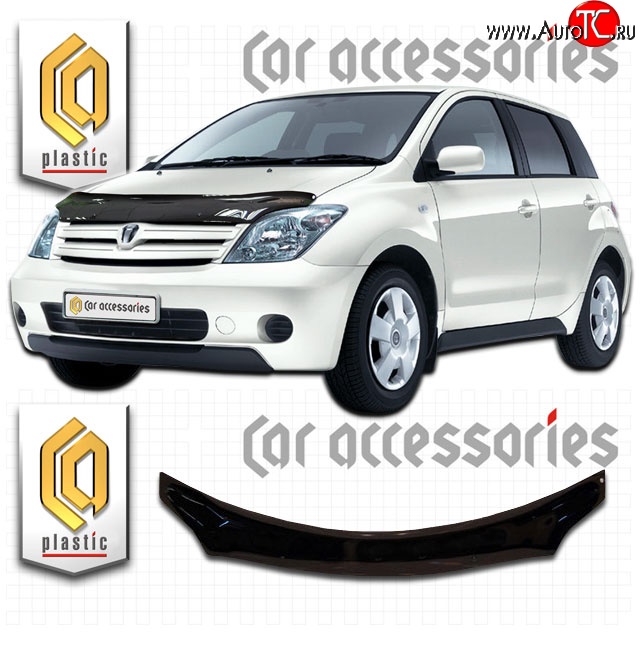 2 079 р. Дефлектор капота CA-Plastic  Toyota Scion xA (2002-2005)  дорестайлинг, хэтчбэк 5 дв. (Classic черный, Без надписи)  с доставкой в г. Керчь