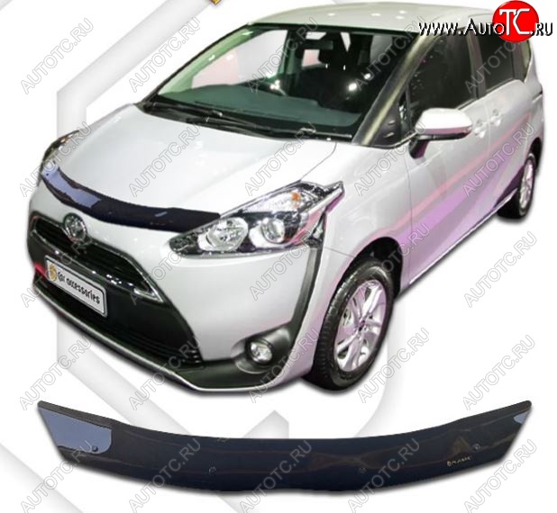 1 839 р. Дефлектор капота CA-Plastiс Toyota Sienta XP170 дорестайинг (2015-2019) (Classic черный, Без надписи)  с доставкой в г. Керчь