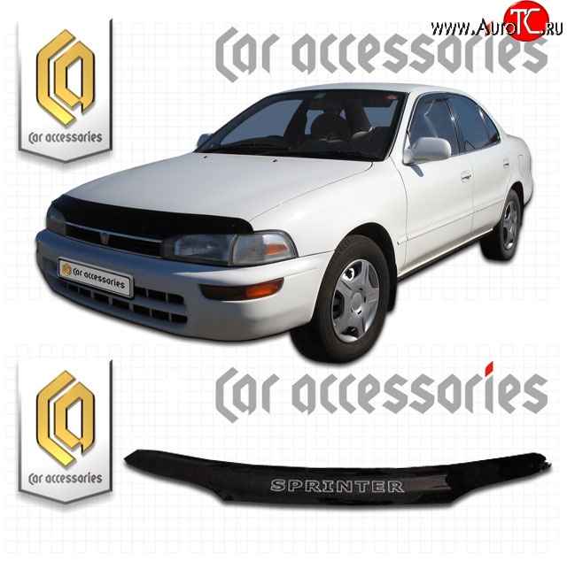 1 899 р. Дефлектор капота CA-Plastic  Toyota Sprinter  E100 (1991-1995) дорестайлинг седан, рестайлинг седан (Classic черный, Без надписи)  с доставкой в г. Керчь