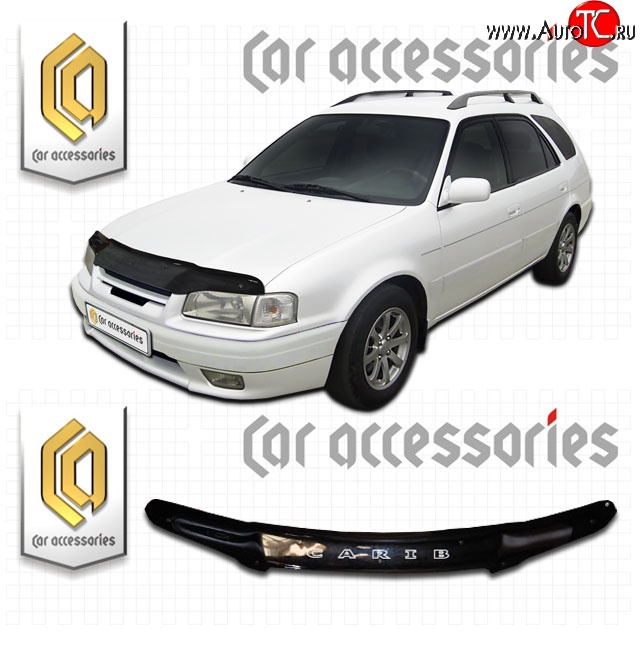 1 999 р. Дефлектор капота CA-Plastic  Toyota Sprinter Carib (1995-1997) (Classic черный, Без надписи)  с доставкой в г. Керчь