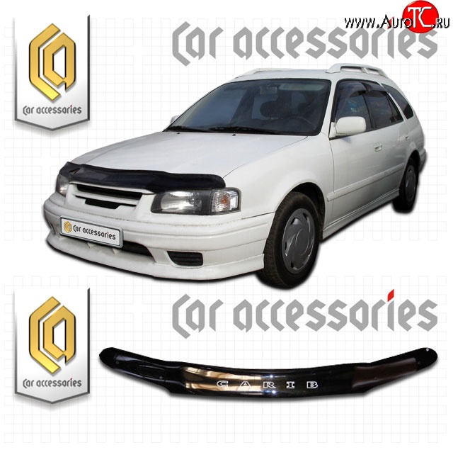 1 839 р. Дефлектор капота CA-Plastic  Toyota Sprinter Carib (1997-2001) (Classic черный, Без надписи)  с доставкой в г. Керчь