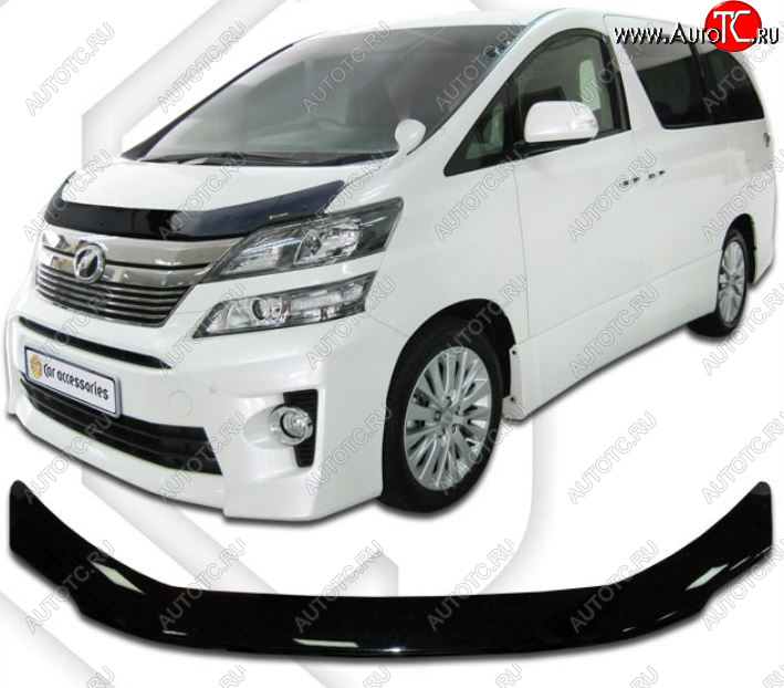 2 159 р. Дефлектор капота CA-Plastiс Toyota Vellfire (2008-2015) (Classic черный, Без надписи)  с доставкой в г. Керчь