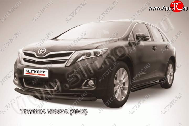 9 099 р. Защита переднего бампер d57 Slitkoff  Toyota Venza  GV10 (2012-2016) рестайлинг (Цвет: серебристый)  с доставкой в г. Керчь