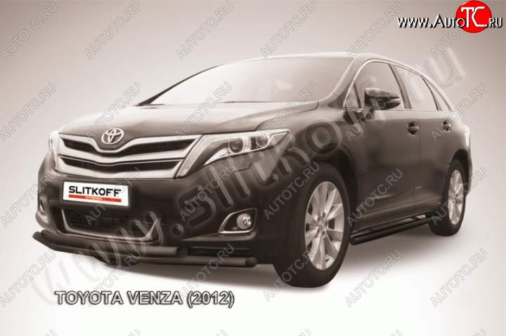 10 999 р. Защита переднего бампер d57+d57 Slitkoff  Toyota Venza  GV10 (2012-2016) рестайлинг (Цвет: серебристый)  с доставкой в г. Керчь
