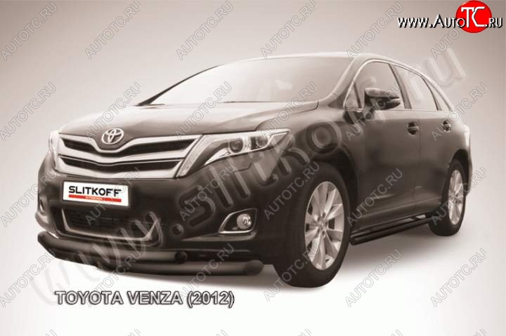 12 399 р. Защита переднего бампера d76+d57 Slitkoff  Toyota Venza  GV10 (2012-2016) рестайлинг (Цвет: серебристый)  с доставкой в г. Керчь