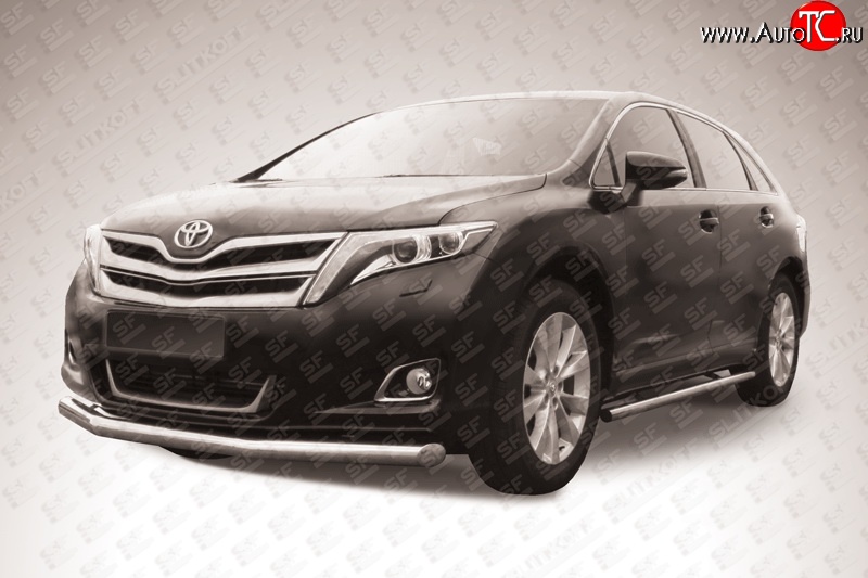 14 699 р. Одинарная защита переднего бампера диаметром 76 мм Slitkoff  Toyota Venza  GV10 (2012-2016) рестайлинг (Цвет: нержавеющая полированная сталь)  с доставкой в г. Керчь