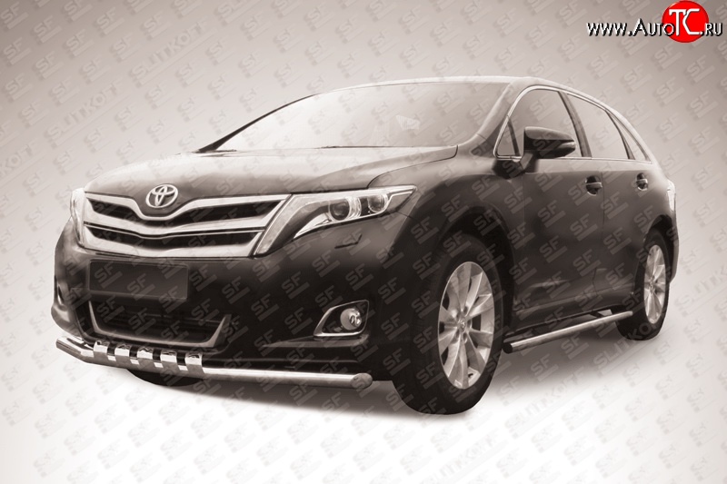 20 999 р. Одинарная защита переднего бампера d57 мм с зубьями Slitkoff  Toyota Venza  GV10 (2012-2016) рестайлинг (нержавейка полированная)  с доставкой в г. Керчь