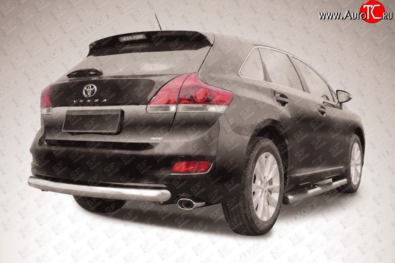 12 999 р. Защита заднего бампера из трубы диаметром 76 мм (рестайлинг) Slitkoff Toyota Venza GV10 рестайлинг (2012-2016) (Цвет: нержавеющая полированная сталь)  с доставкой в г. Керчь