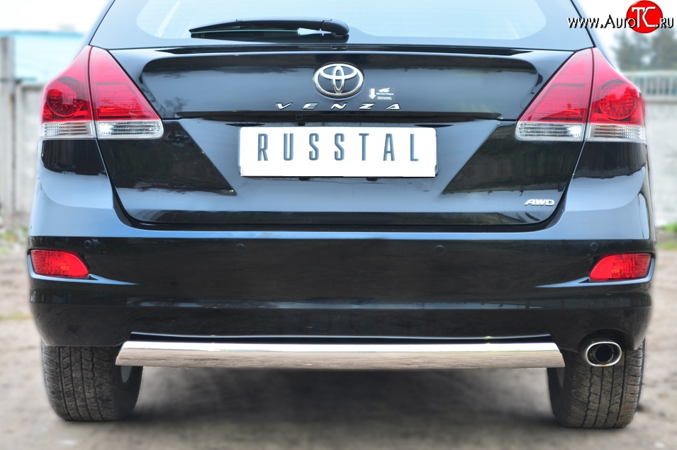 11 599 р. Защита заднего бампера (Ø75x42 мм, нержавейка) Russtal Toyota Venza GV10 рестайлинг (2012-2016)  с доставкой в г. Керчь