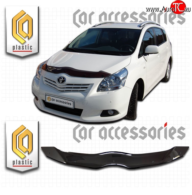1 899 р. Дефлектор капота CA-Plastic  Toyota Verso  R20 (2009-2012) дорестайлинг (серия Classic черный, Без надписи)  с доставкой в г. Керчь