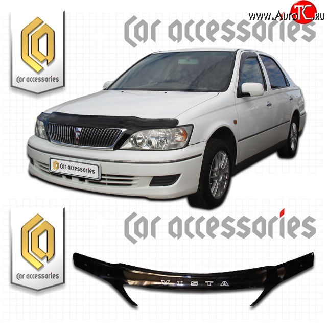 2 399 р. Дефлектор капота CA Plastic exclusive  Toyota Vista  V50 (1998-2000) дорестайлинг седан (Classic черный, Без надписи)  с доставкой в г. Керчь