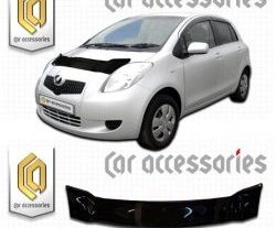 2 079 р. Дефлектор капота CA-Plastic Toyota Vitz XP90 хэтчбэк 5 дв. дорестайлинг (2005-2007) (серия Classic черный, Без надписи)  с доставкой в г. Керчь. Увеличить фотографию 2