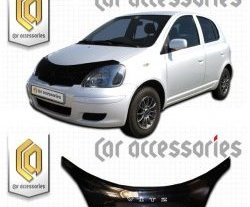 2 599 р. Дефлектор капота CA-Plastic exclusive  Toyota Vitz  XP10 (1999-2005) хэтчбэк 3 дв. дорестайлинг, хэтчбэк 3 дв. рестайлинг, хэтчбэк 5 дв. рестайлинг (серия Classic черный, Без надписи)  с доставкой в г. Керчь. Увеличить фотографию 2