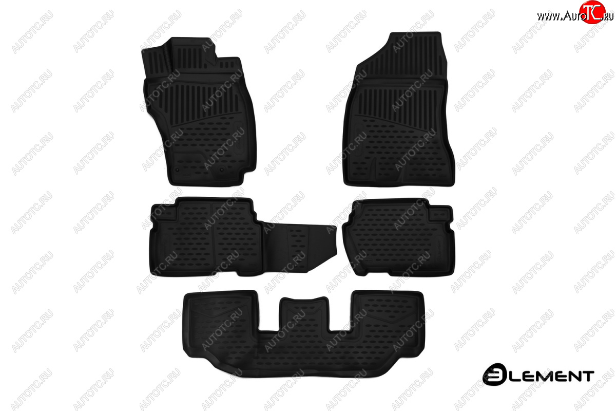 4 999 р. Комплект 3D ковриков салона правый руль Element (полиуретан) Toyota Wish XE20 рестайлинг (2012-2017) (Черные)  с доставкой в г. Керчь