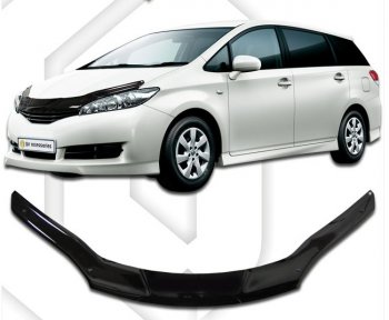 2 159 р. Дефлектор капота CA-Plastic Toyota Wish XE20 дорестайлинг (2009-2012) (серия Classic черный, Без надписи)  с доставкой в г. Керчь. Увеличить фотографию 2