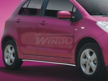 Защита кузовного порога WINBO (нержавейка) Toyota Yaris ( XP90,  XP130) (2005-2014) дорестайлинг, хэтчбэк 3 дв., дорестайлинг, хэтчбэк 5 дв., рестайлинг, хэтчбэк 3 дв., рестайлинг, хэтчбэк 5 дв., хэтчбэк 5 дв. дорестайлинг