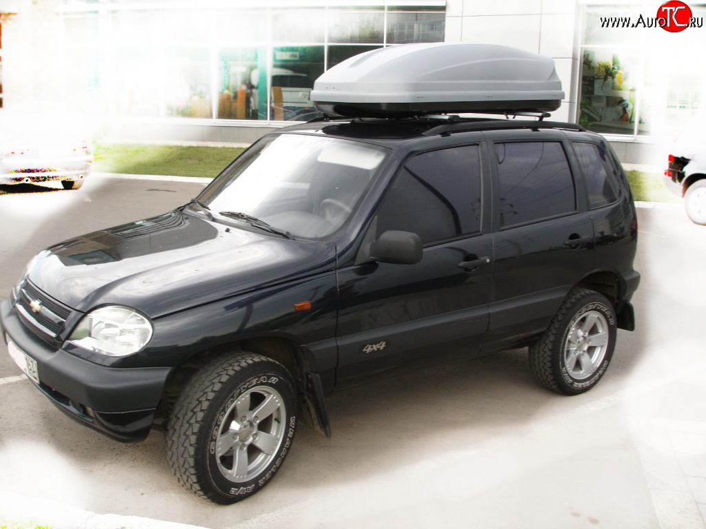 3 299 р. Рейлинги Лидер-премиум на автомобиль Chevrolet Niva 2123 рестайлинг (2009-2020) (Цвет: чёрный)  с доставкой в г. Керчь