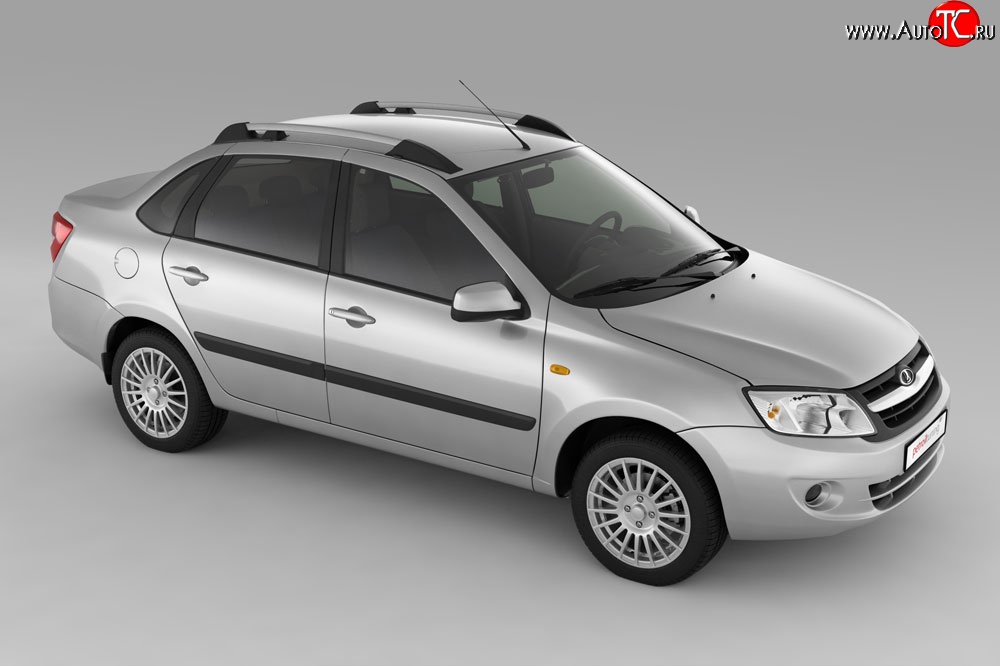 3 059 р. Рейлинги Petroil Tuning на автомобиль Лада Гранта 2190 седан дорестайлинг (2011-2017) (Серебристые)  с доставкой в г. Керчь