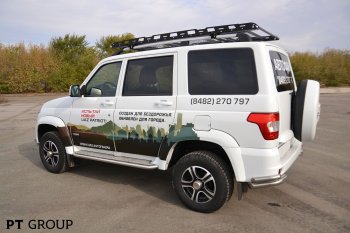 20 699 р. Порожки для ног из трубы Ø51 с алюминиевой площадкой Petroil Tuning Уаз Патриот 3163 5-дв. 1-ый рестайлинг (2014-2016) (Нержавеющая полированная сталь)  с доставкой в г. Керчь. Увеличить фотографию 4