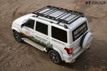 20 699 р. Порожки для ног из трубы Ø51 с алюминиевой площадкой Petroil Tuning Уаз Патриот 3163 5-дв. 1-ый рестайлинг (2014-2016) (Нержавеющая полированная сталь)  с доставкой в г. Керчь. Увеличить фотографию 6