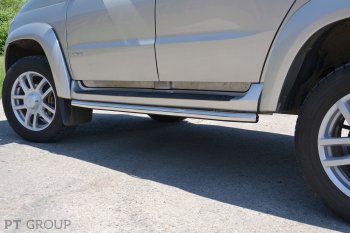 Защита порогов из трубы Ø51 Petroil Tuning Уаз Патриот  3163 5-дв. (2014-2016) 1-ый рестайлинг (Нержавеющая полированная сталь)