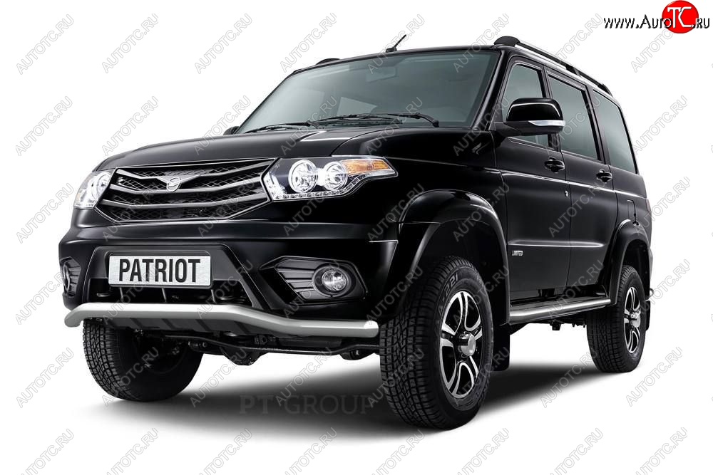 17 889 р. Защита переднего бампера Petroil Tuning (d63, волна)  Уаз Патриот ( 23632,  3163 5-дв.) (2014-2016) 1 рестайлинг пикап, 1-ый рестайлинг (Нержавеющая полированная сталь)  с доставкой в г. Керчь