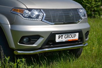 17 889 р. Защита переднего бампера Petroil Tuning (d63, волна)  Уаз Патриот ( 23632,  3163 5-дв.) (2014-2016) 1 рестайлинг пикап, 1-ый рестайлинг (Нержавеющая полированная сталь)  с доставкой в г. Керчь. Увеличить фотографию 3